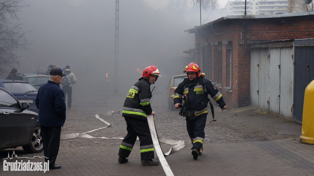 Pożar w centrum Grudziądza