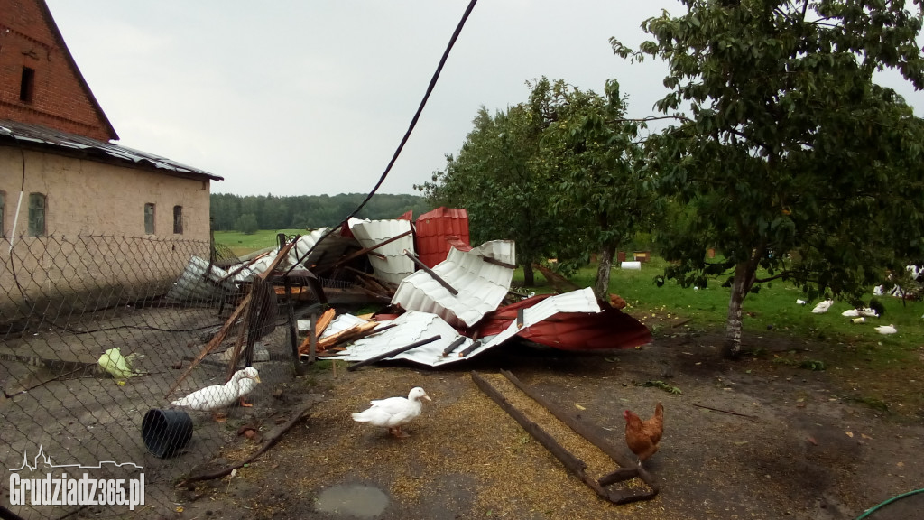 Straty po burzy niedaleko Grudziądza