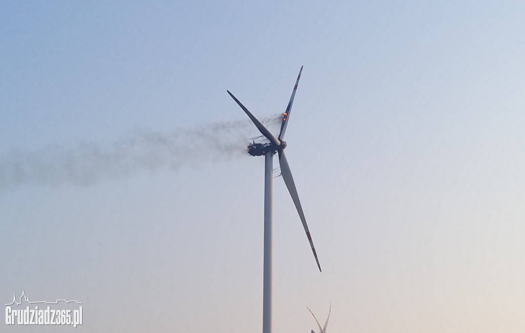 Pożar turbiny wiatrowej w Zielnowie