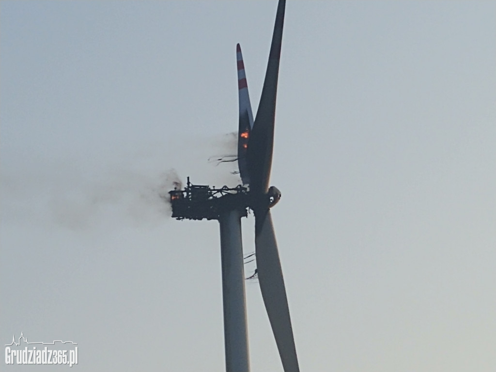 Pożar turbiny wiatrowej w Zielnowie