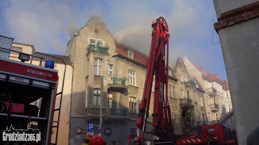 Pożar poddasza w budynku przy Groblowej 4 w Grudziądzu