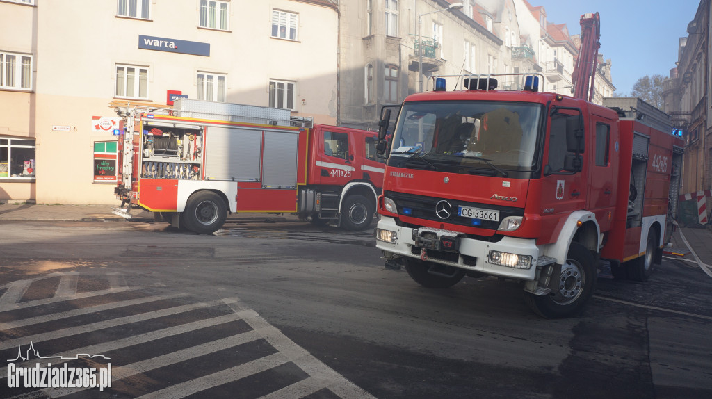 Pożar poddasza w budynku przy Groblowej 4 w Grudziądzu