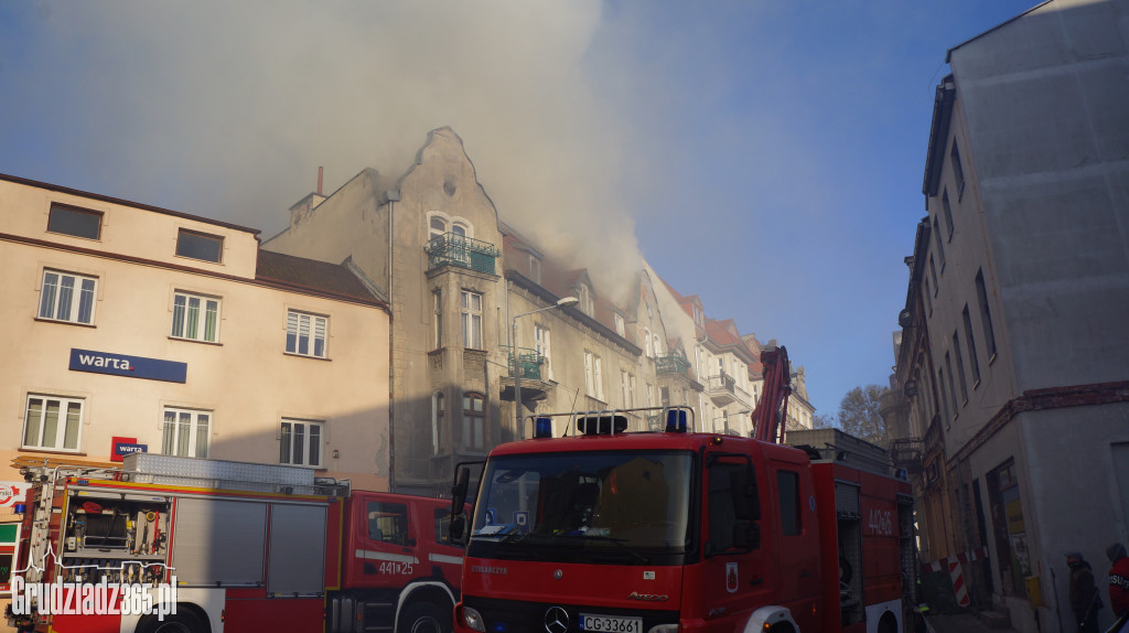 Pożar poddasza w budynku przy Groblowej 4 w Grudziądzu