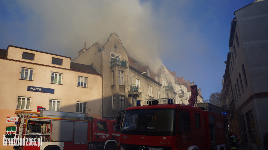 Pożar poddasza w budynku przy Groblowej 4 w Grudziądzu