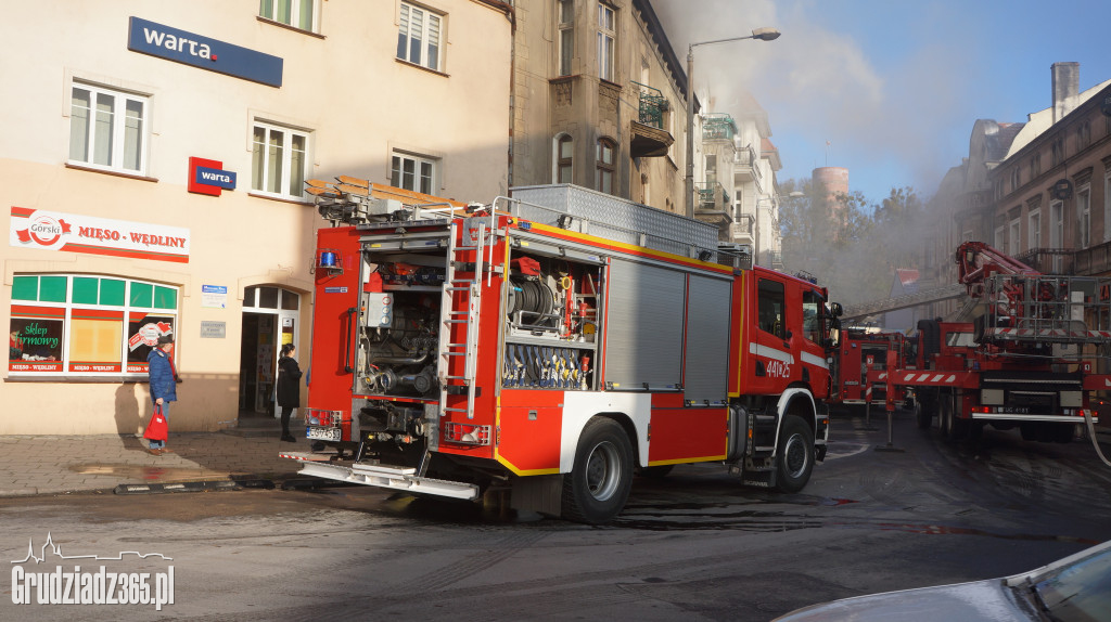 Pożar poddasza w budynku przy Groblowej 4 w Grudziądzu