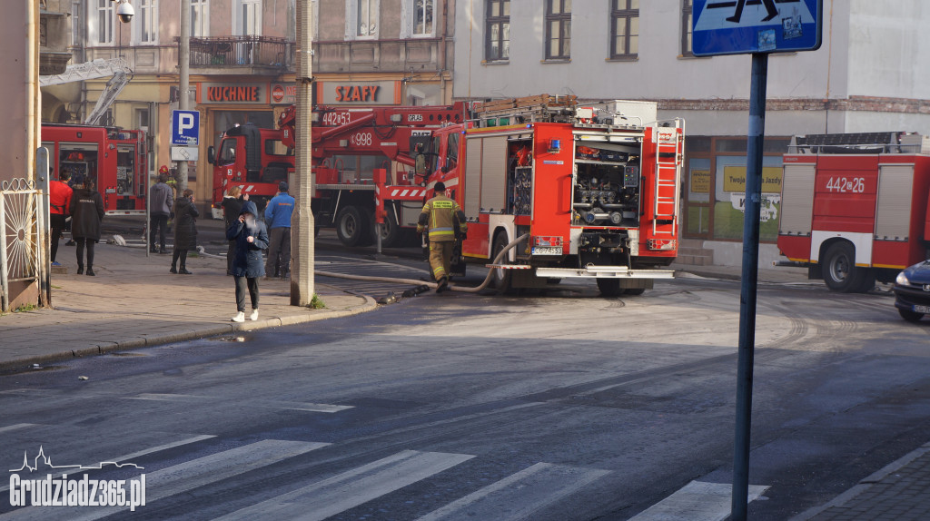 Pożar poddasza w budynku przy Groblowej 4 w Grudziądzu