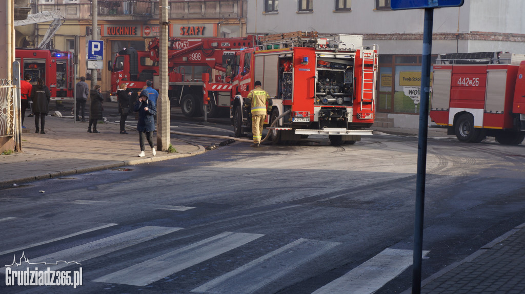 Pożar poddasza w budynku przy Groblowej 4 w Grudziądzu