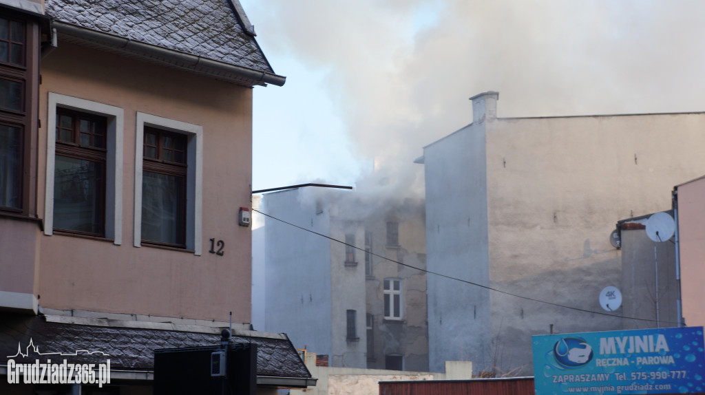 Pożar poddasza w budynku przy Groblowej 4 w Grudziądzu