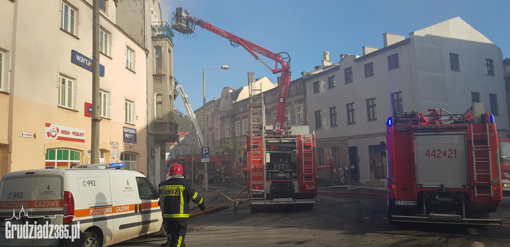 Pożar poddasza w budynku przy Groblowej 4 w Grudziądzu