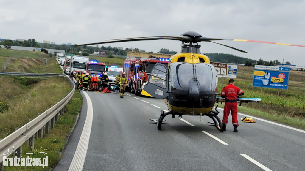 Poważny wypadek przed bramkami na A1 w Grudziądzu