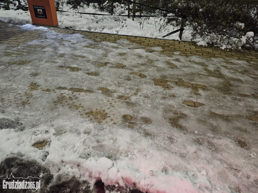 Lodowisko pod nogami grudziądzan. Przystanki i miejskie chodniki to tor przeszkód