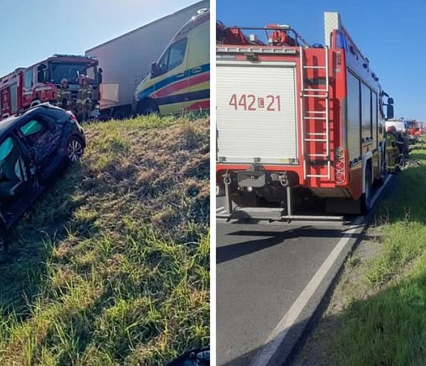 Kolizja na "krajówce" w Małym Rudniku. Zderzenie osobówki z autem dostawczym-96620