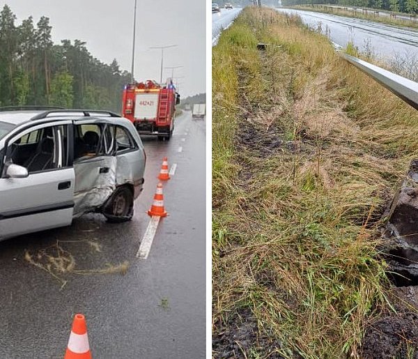 Kolizja na ulicy Peszkowskiego w Grudziądzu. Samochód osobowy uderzył w słup-96852