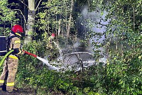 Gmina Grudziądz: Nocny pożar samochodu w Lisich Kątach. Jedna osoba w szpitalu-97279