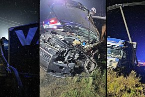 Poważny wypadek na DK16 w miejscowości Rogóźno-Zamek. Zderzenie audi z ciężarówką-99138