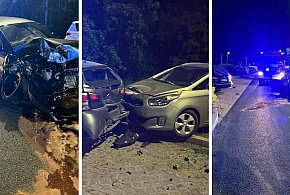 Nocny rajd na Śniadeckich! Osobówka staranowała dziewięć zaparkowanych samochodów