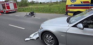 Poważny wypadek w Mełnie. Śmigłowiec LPR zabrał rowerzystę do szpitala