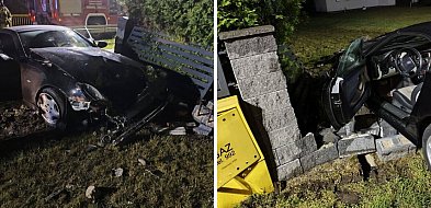 Groźny wypadek pod Grudziądzem. Kierowca ściął płot i zatrzymał się tuż przy przył
