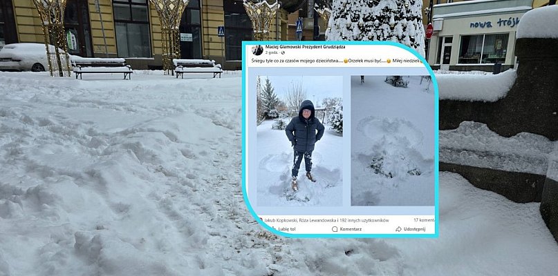 Grudziądz pod śniegiem: Mieszkańcy walczą z zaspami, prezydent robi „orzełka”. W s - 99808