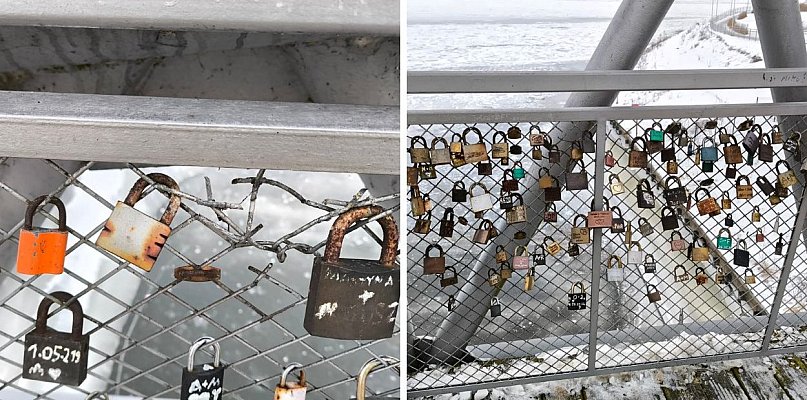 Koniec „kłódek miłości” na grudziądzkiej Marinie. Przeciążają konstrukcję kładki