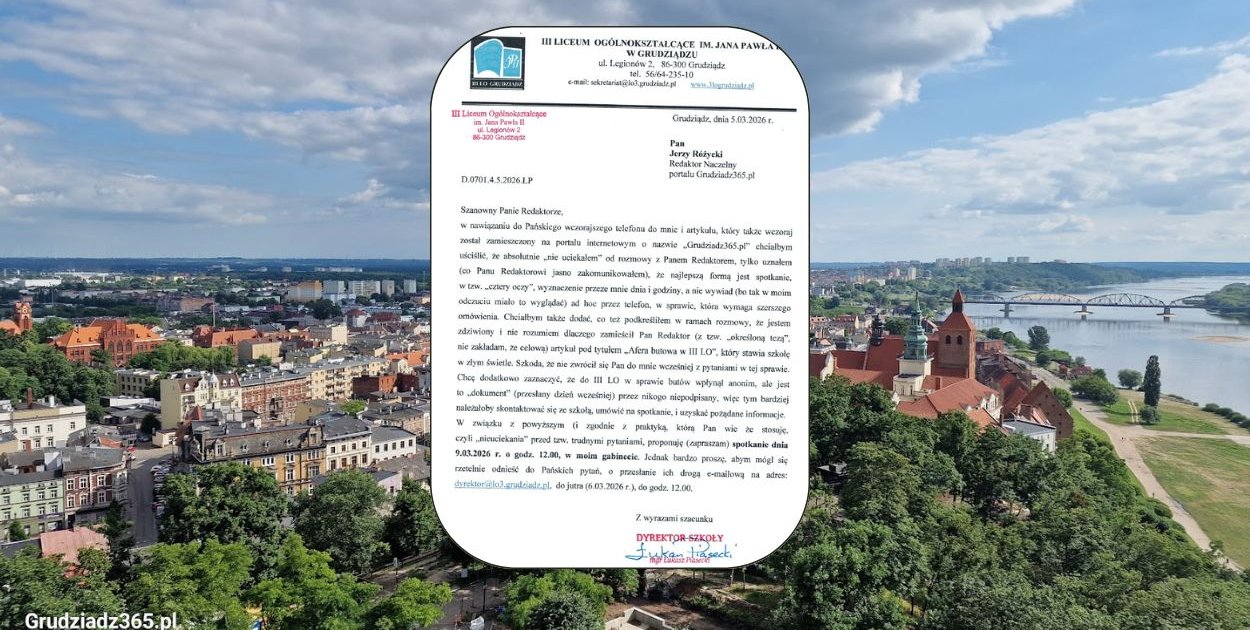 Dyrektor III LO odpowiada po publikacji. „Nie uciekałem od rozmowy”.